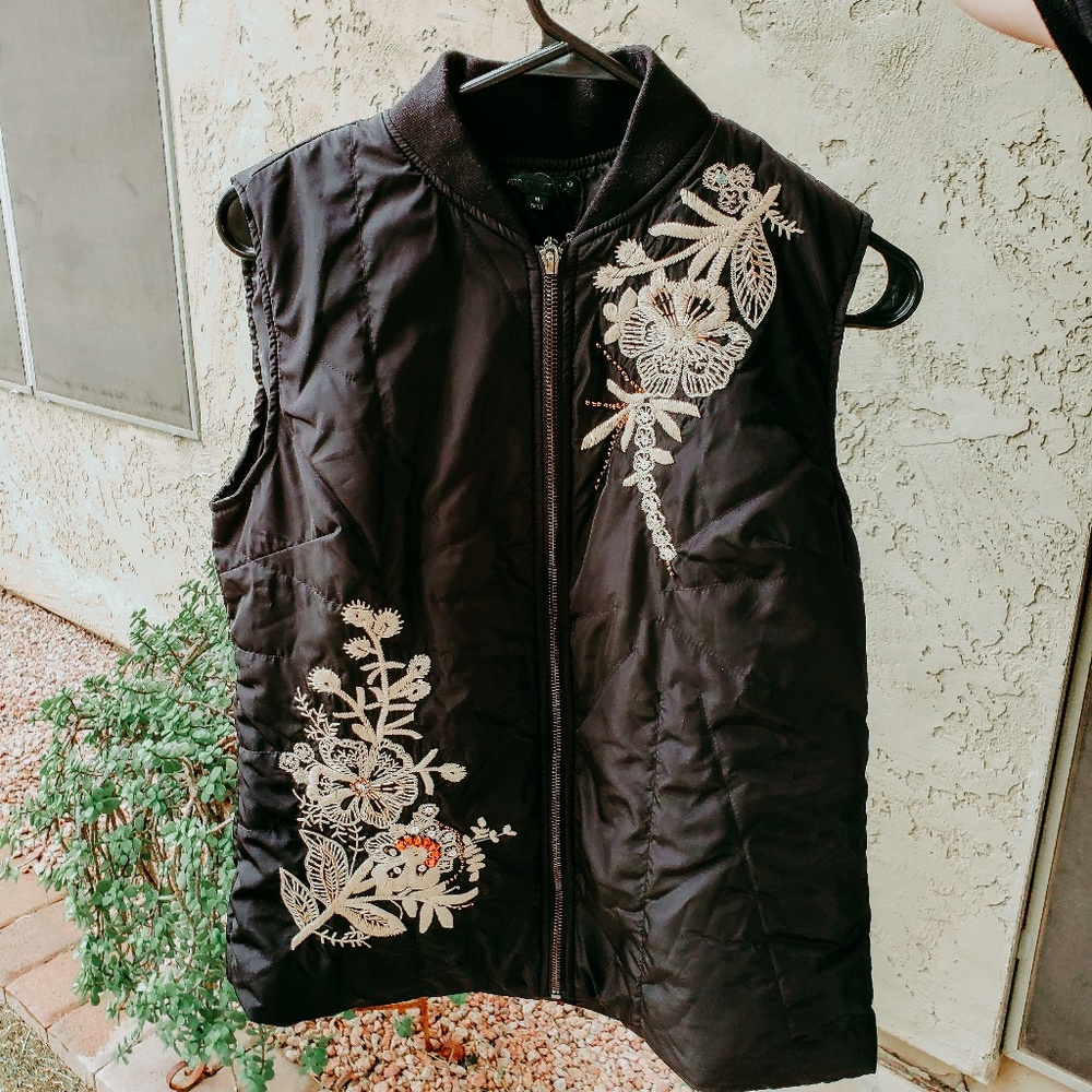 For Cynthia Black Puffer Vest Jacket